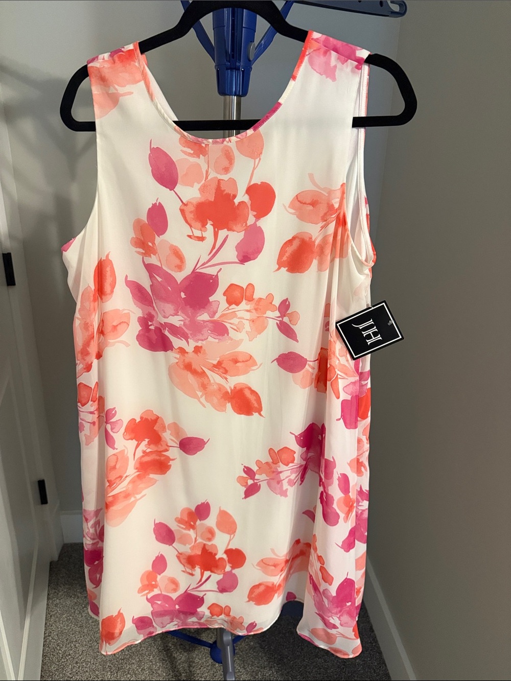 Floral Sleeveless A-Line Dress in Pink & Coral